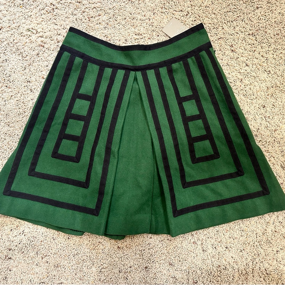 Anthropologie Maeve Green and Black A-Line Skirt